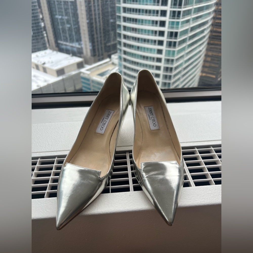 Silver jimmy choo London 2 inch heel (size 40)